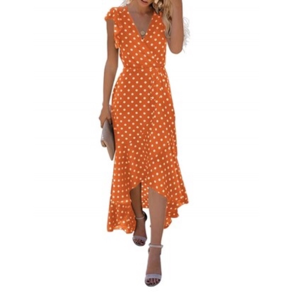 GRECERELLE Womens Summer Maxi Dress Boho Floral Cocktail Polka Dot Wrap Dress